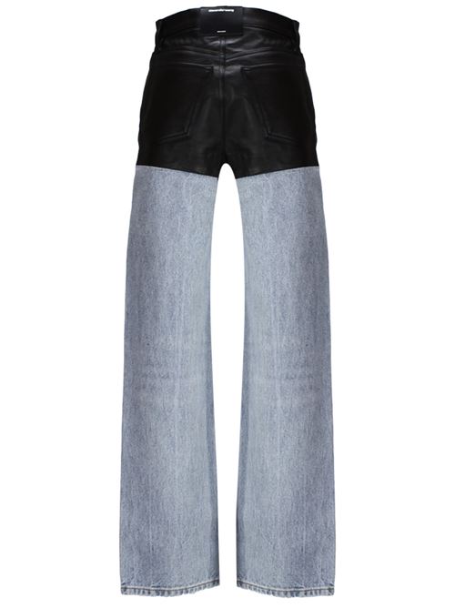 denim di cotone blu/nero pannello in pelle toppa Alexander Wang | 4DC1244246471A